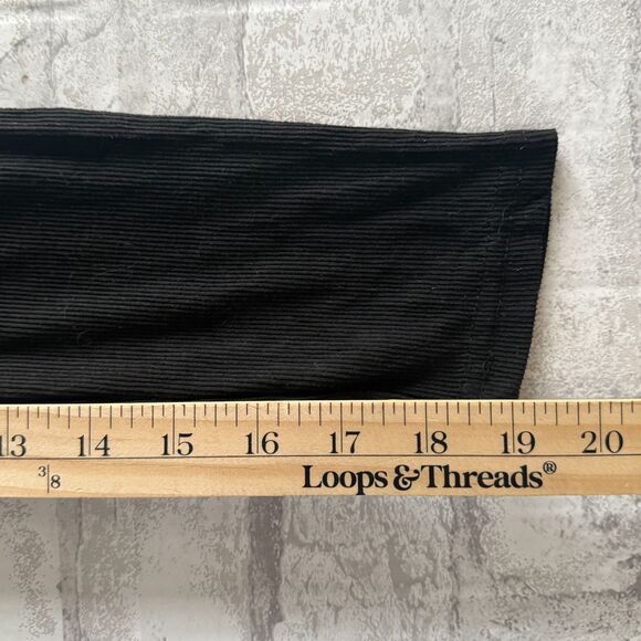 Y2K Style Raglan Long Sleeve Cropped Crew Neck Ribbed Black And Gray Shirt Top M - Picture 8 of 8